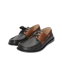 Loewe Campo Leather Boat Shoe — Black/Brown, Size US 11 / EU 44