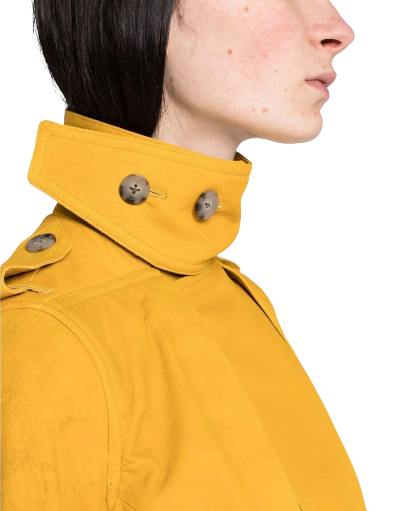 Rick Owens Belted Cropped Trench in Yellow  Suede