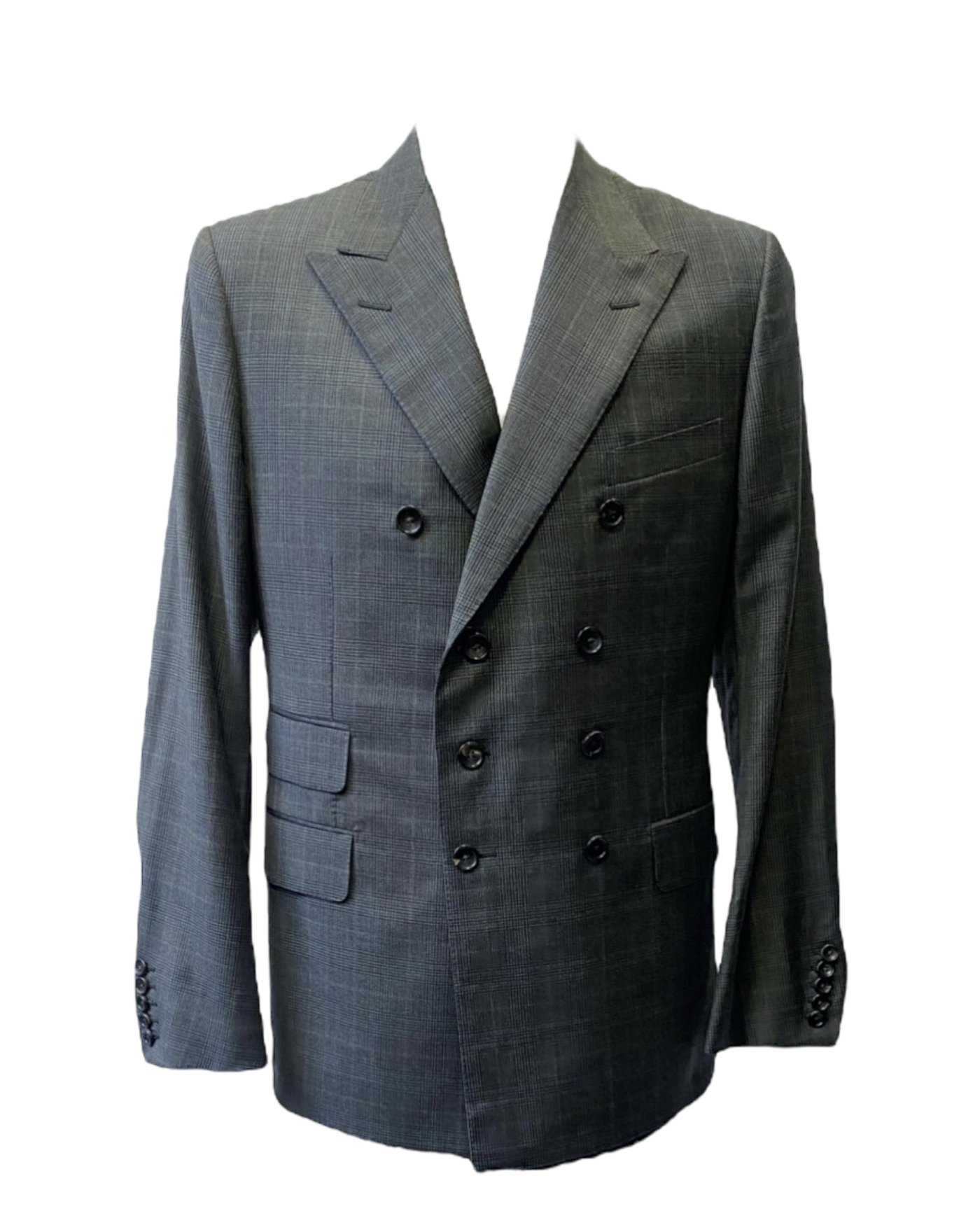 Gucci Grey Glen Plaid Double-Breasted Wool Suit