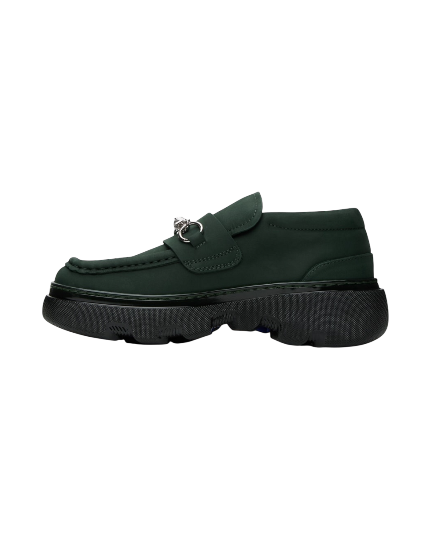 Burberry Creeper Clamp Loafers in Green Nubuck