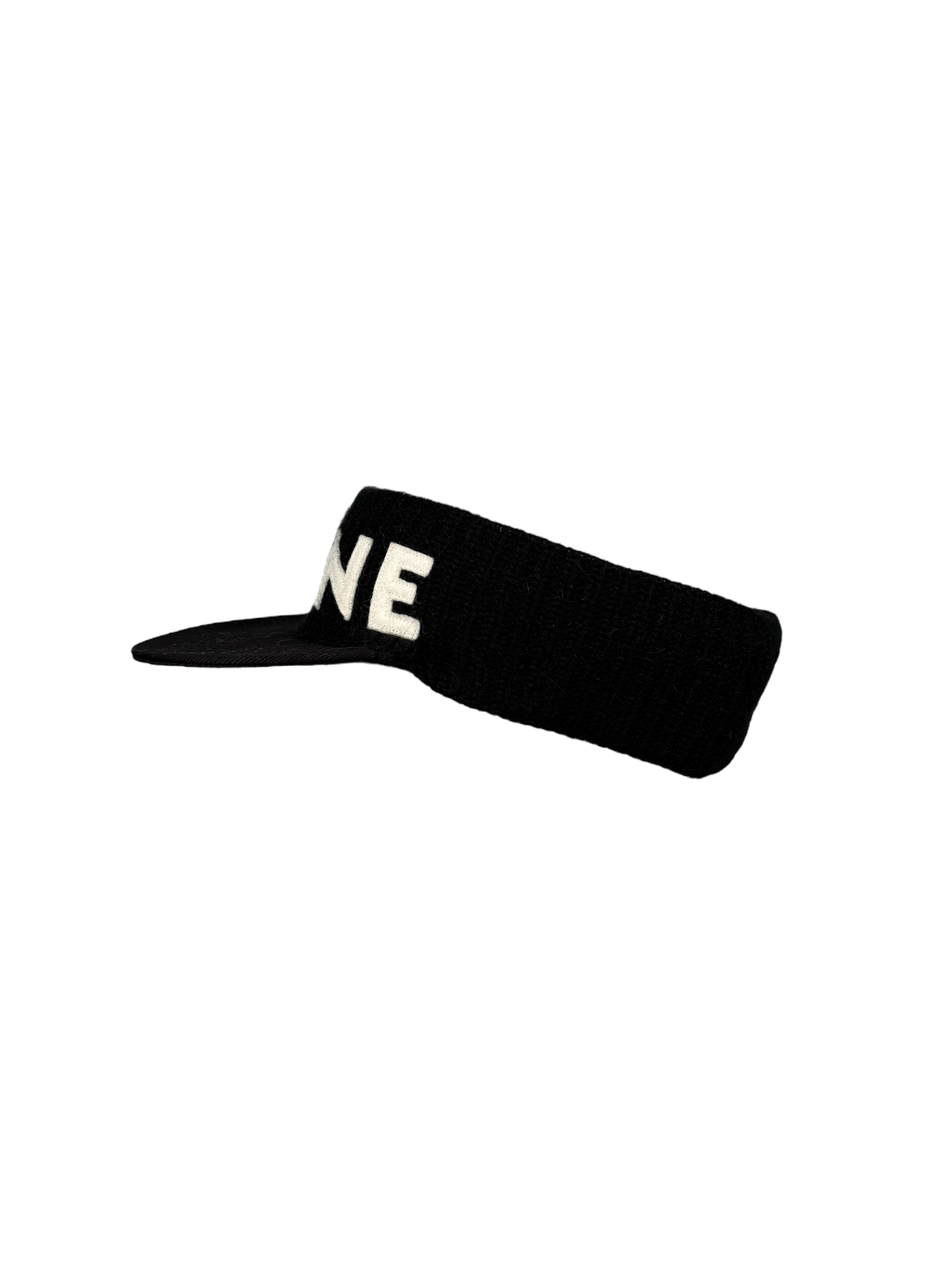 Celine Black Logo Embossed Wool Visor