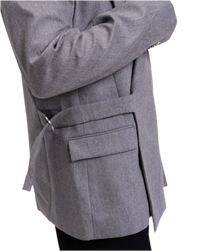 Balmain Double-Crepe Side-Belt Blazer in Grey