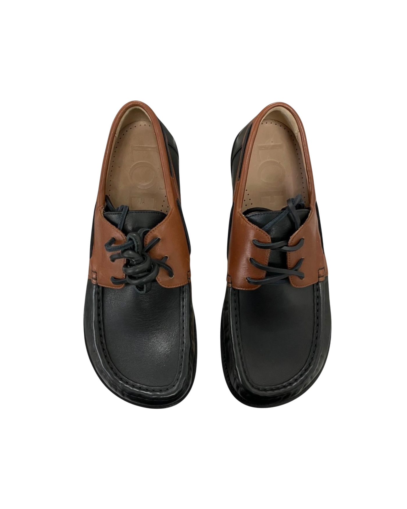 Loewe Campo Leather Boat Shoe — Black/Brown, Size US 11 / EU 44