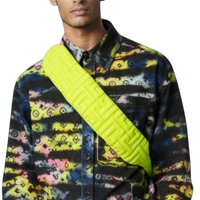 Balmain B-Army Quilted Monogram Crossbody Sling — Neon Yellow