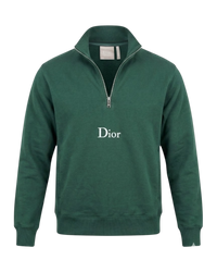 Dior Zip Neckline Sweatshirt — Dark Green, XS (Men's) / S (Women's)