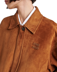 Miu Miu Suede Blouson Jacket — Cinnamon, Size IT 40 / US 4