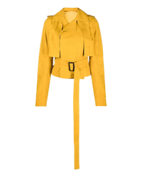 Rick Owens Belted Cropped Trench in Yellow  Suede