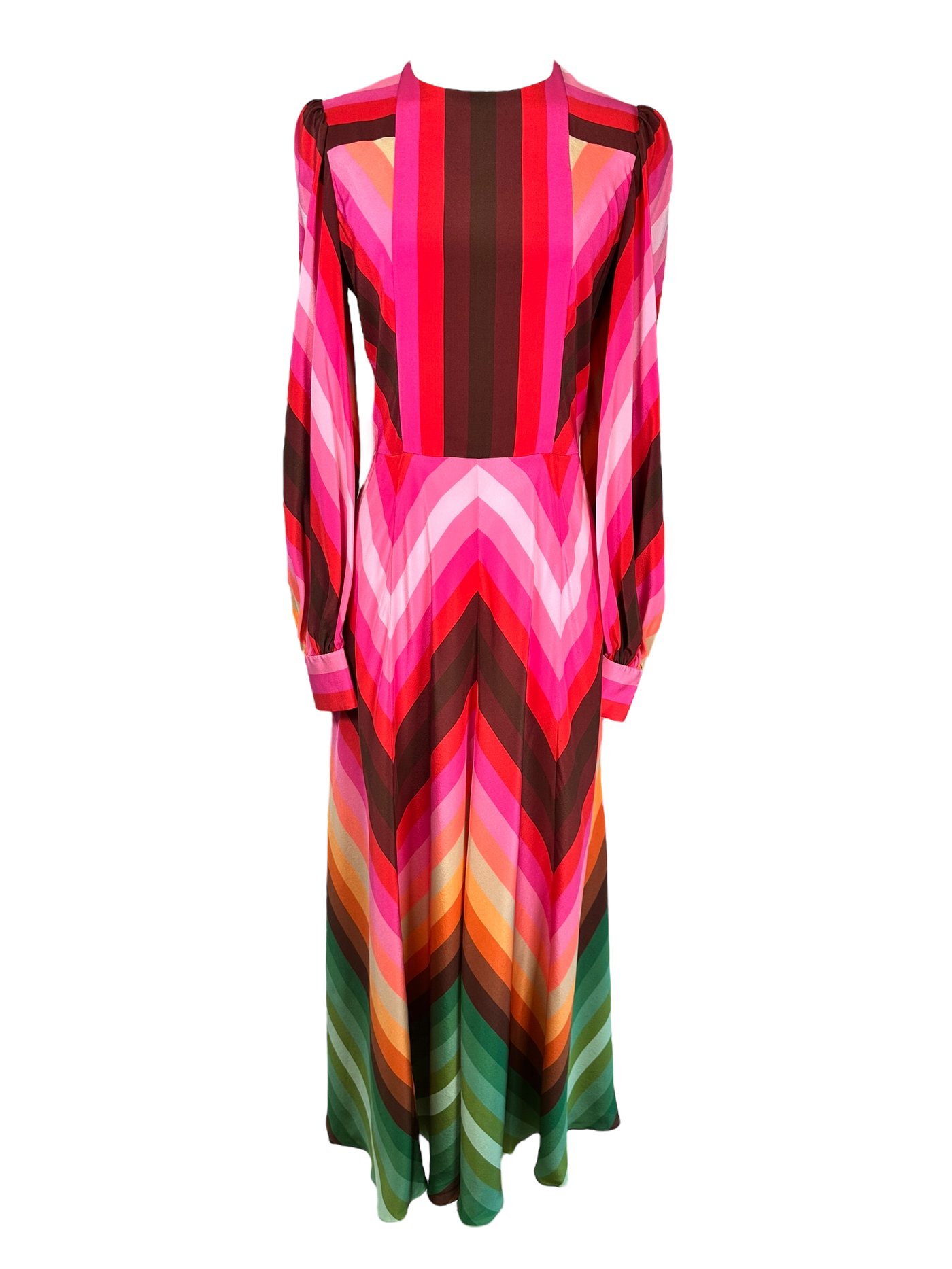 Valentino Garavani Long-Sleeve Rainbow-Print Maxi Dress