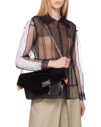 Maison Margiela Snatched Large Leather Shoulder Bag — Black