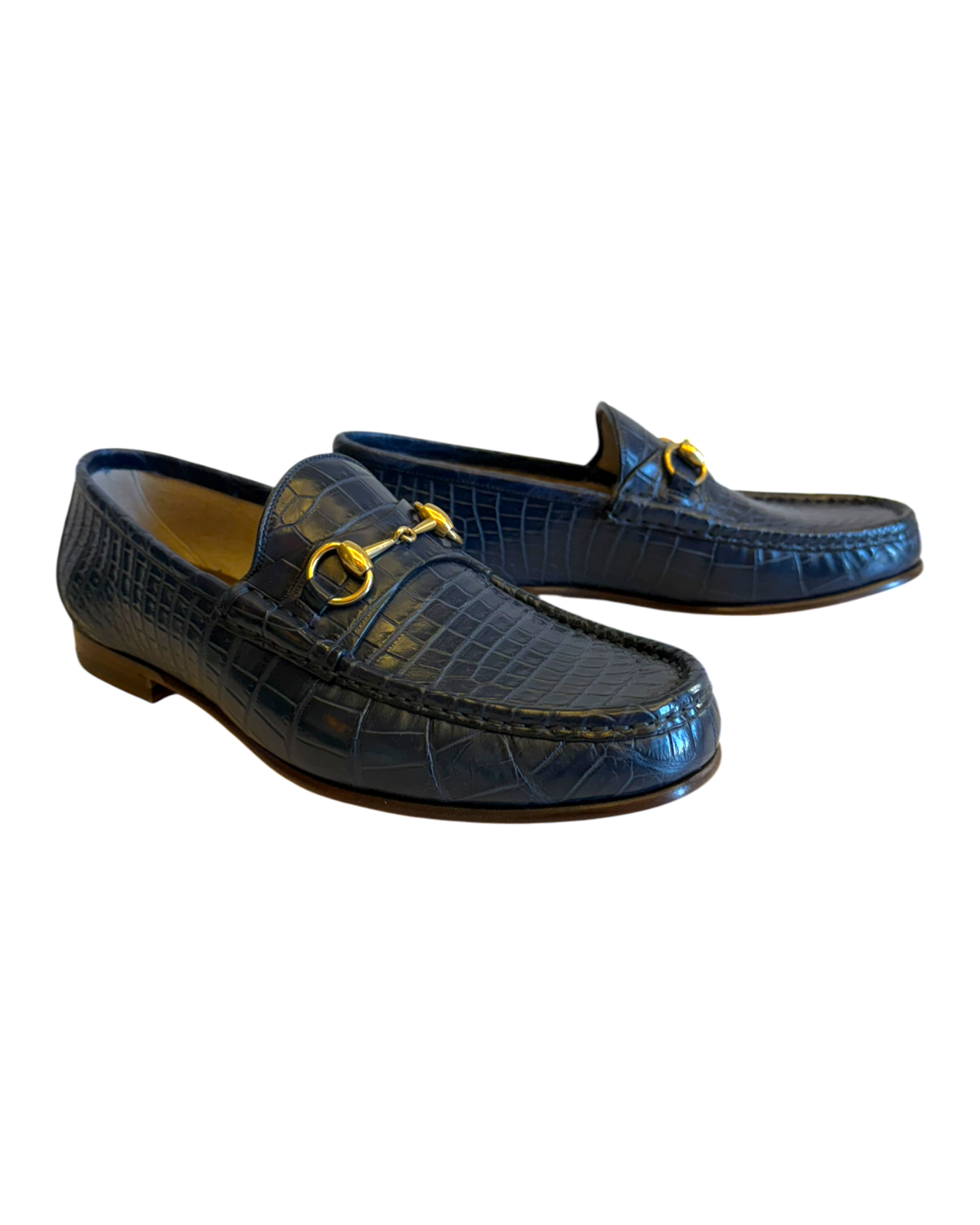 Gucci 1953 Horsebit Crocodile Loafers in Blue