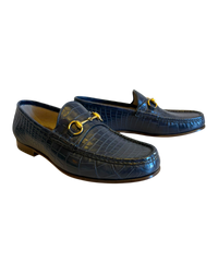 Gucci 1953 Horsebit Crocodile Loafers in Blue