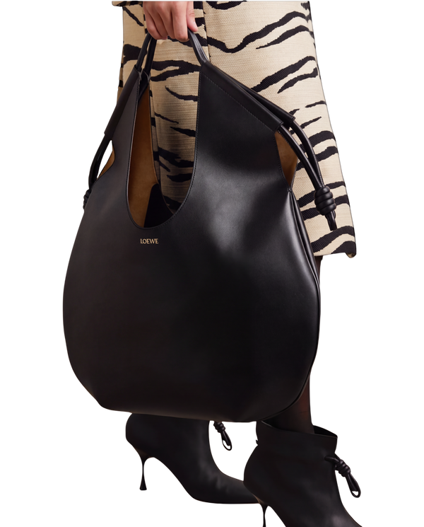 Loewe Paseo Knotted Leather Tote — Black