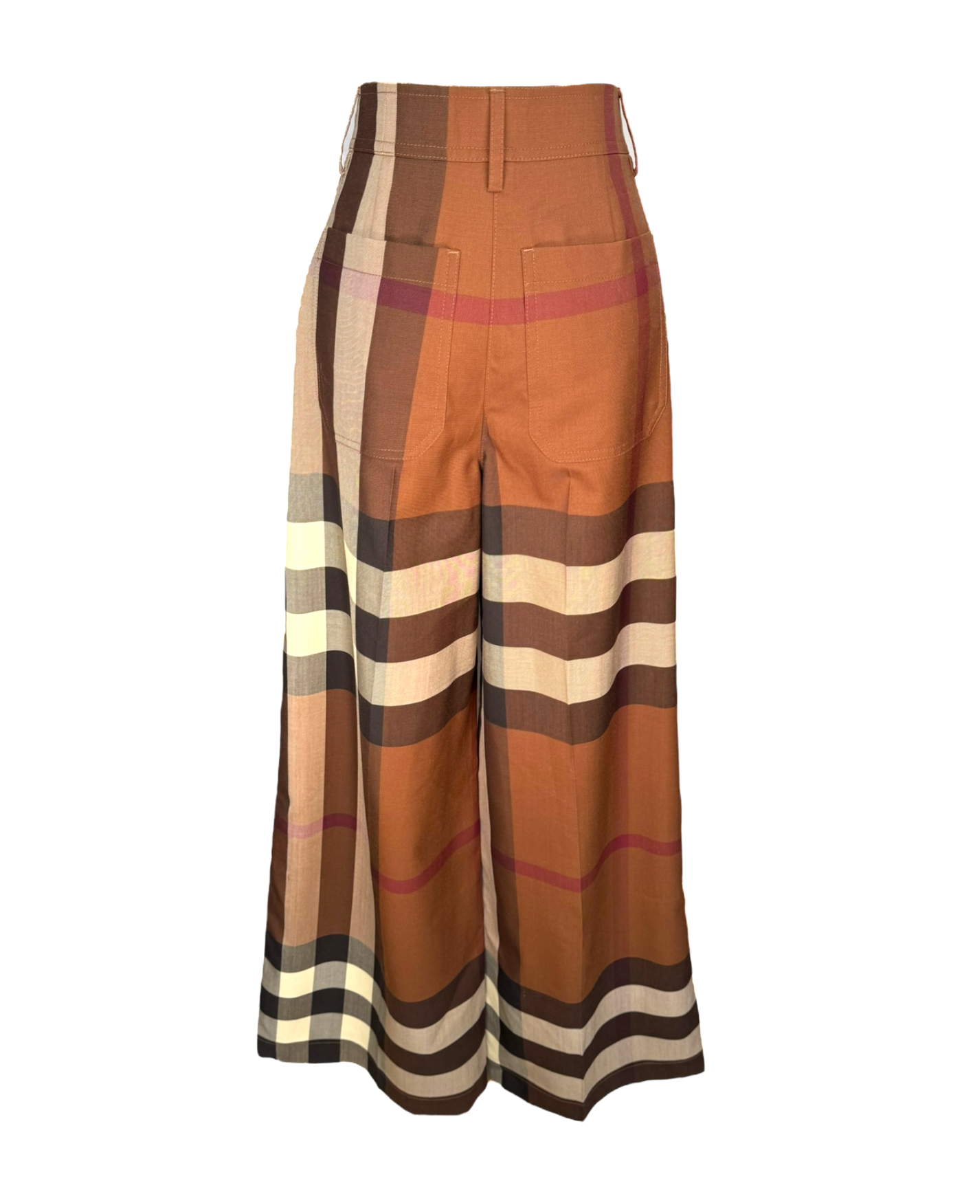 Burberry Brown Divya Check Wide Leg Pants in Wool
