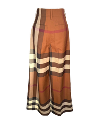 Burberry Brown Divya Check Wide Leg Pants in Wool