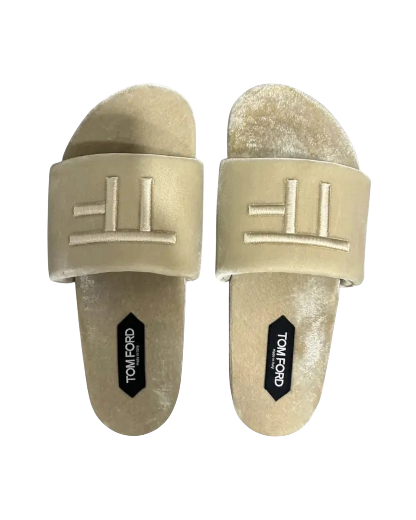 Tom Ford Velour Slide Sandals — Ivory, EU 44 / US 11
