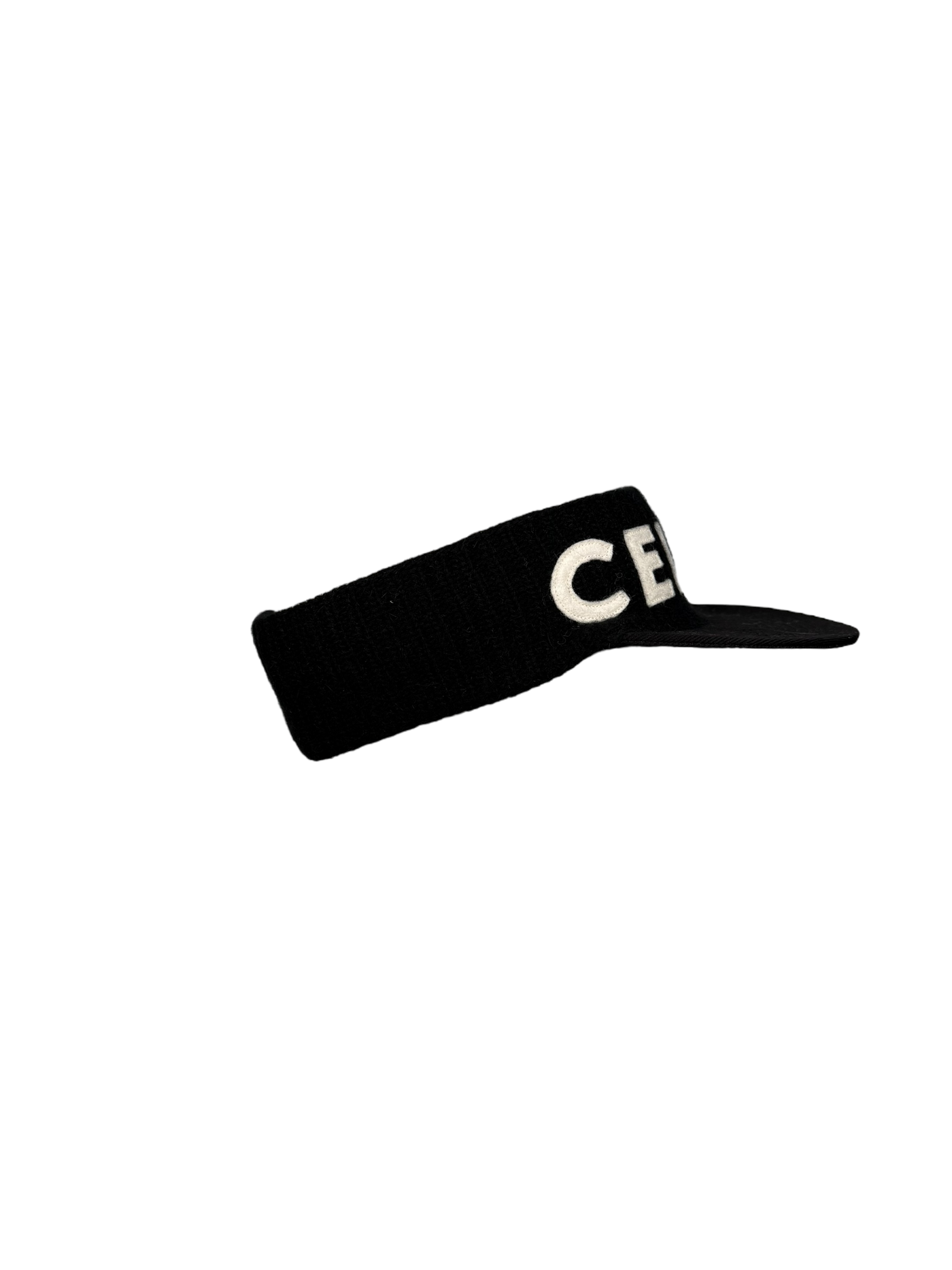Celine Black Logo Embossed Wool Visor