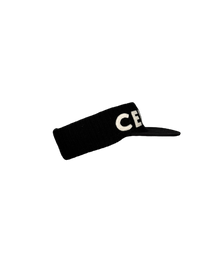 Celine Black Logo Embossed Wool Visor