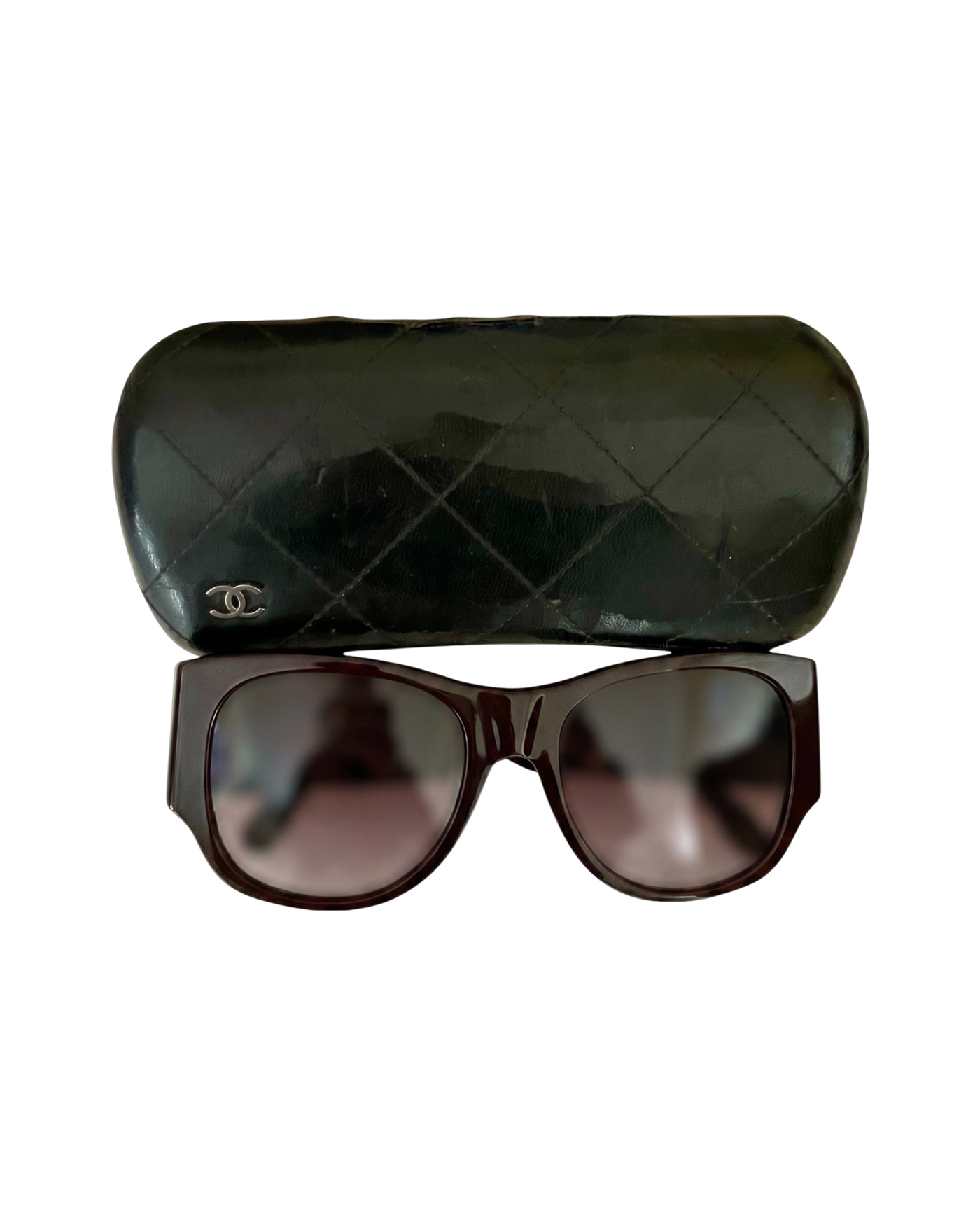 Chanel 5202-Q Quilted Flip-Up Mirror Sunglasses — Burgundy