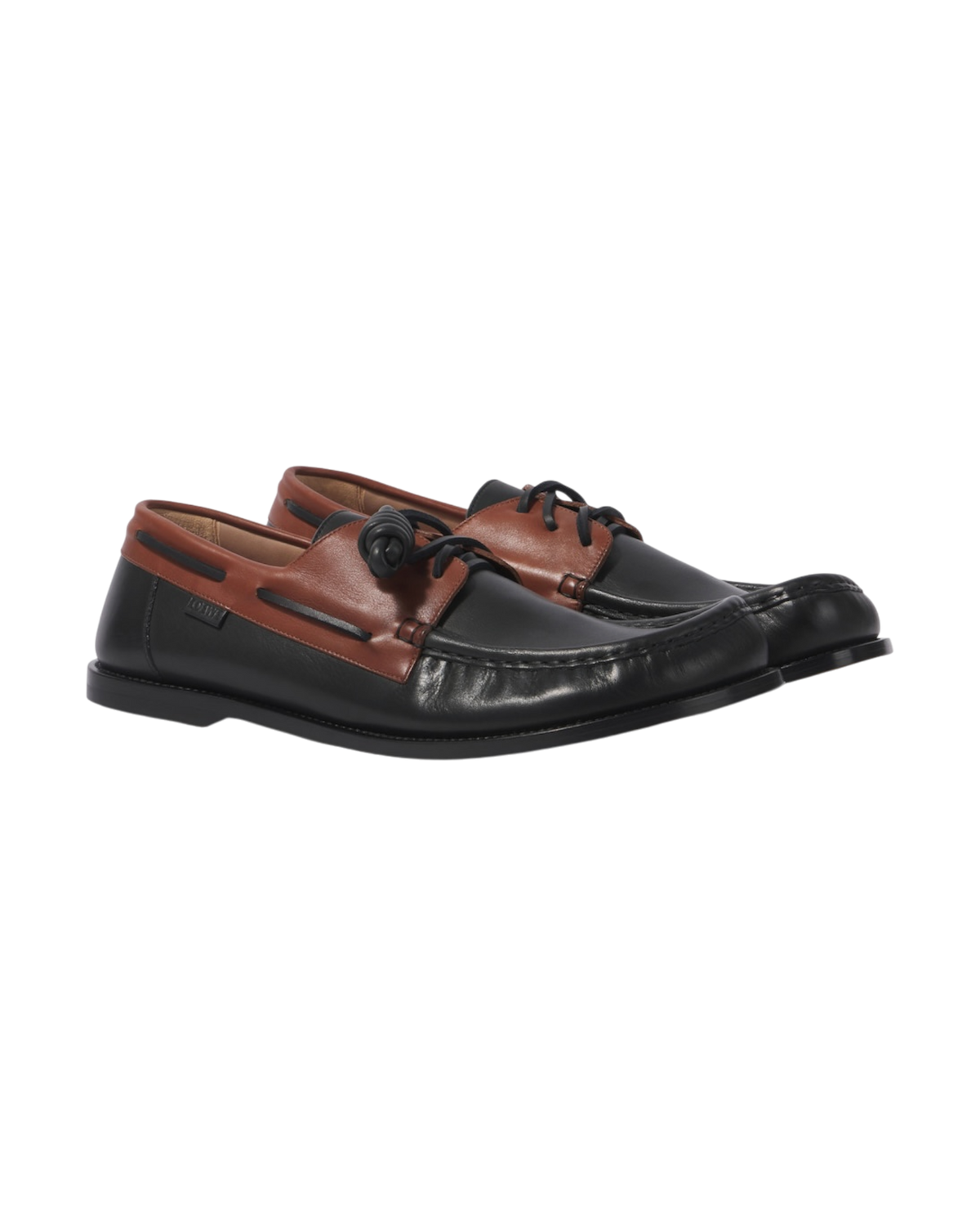 Loewe Campo Leather Boat Shoe — Black/Brown, Size US 9 / EU 42