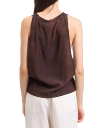 Yves Saint Laurent Rive Gauche Silk Logo Canotta — Brown, Size S