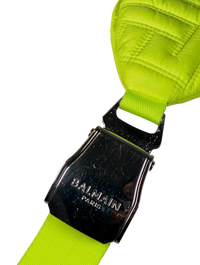 Balmain B-Army Quilted Monogram Crossbody Sling — Neon Yellow