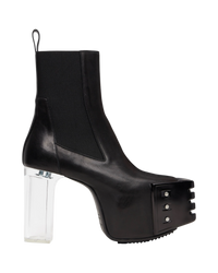 Rick Owens Leather Kiss Boots in Black