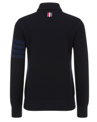 Thom Browne Tonal 4-Bar Waffle-Knit Turtleneck Sweater