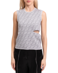 Fendi FF Monogram Reversible Cut-Out Knit Top