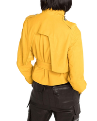 Rick Owens Belted Cropped Trench in Yellow  Suede