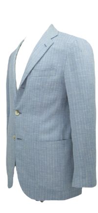 Kiton Light Blue Herringbone Jacket