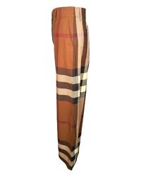 Burberry Brown Divya Check Wide Leg Pants in Wool
