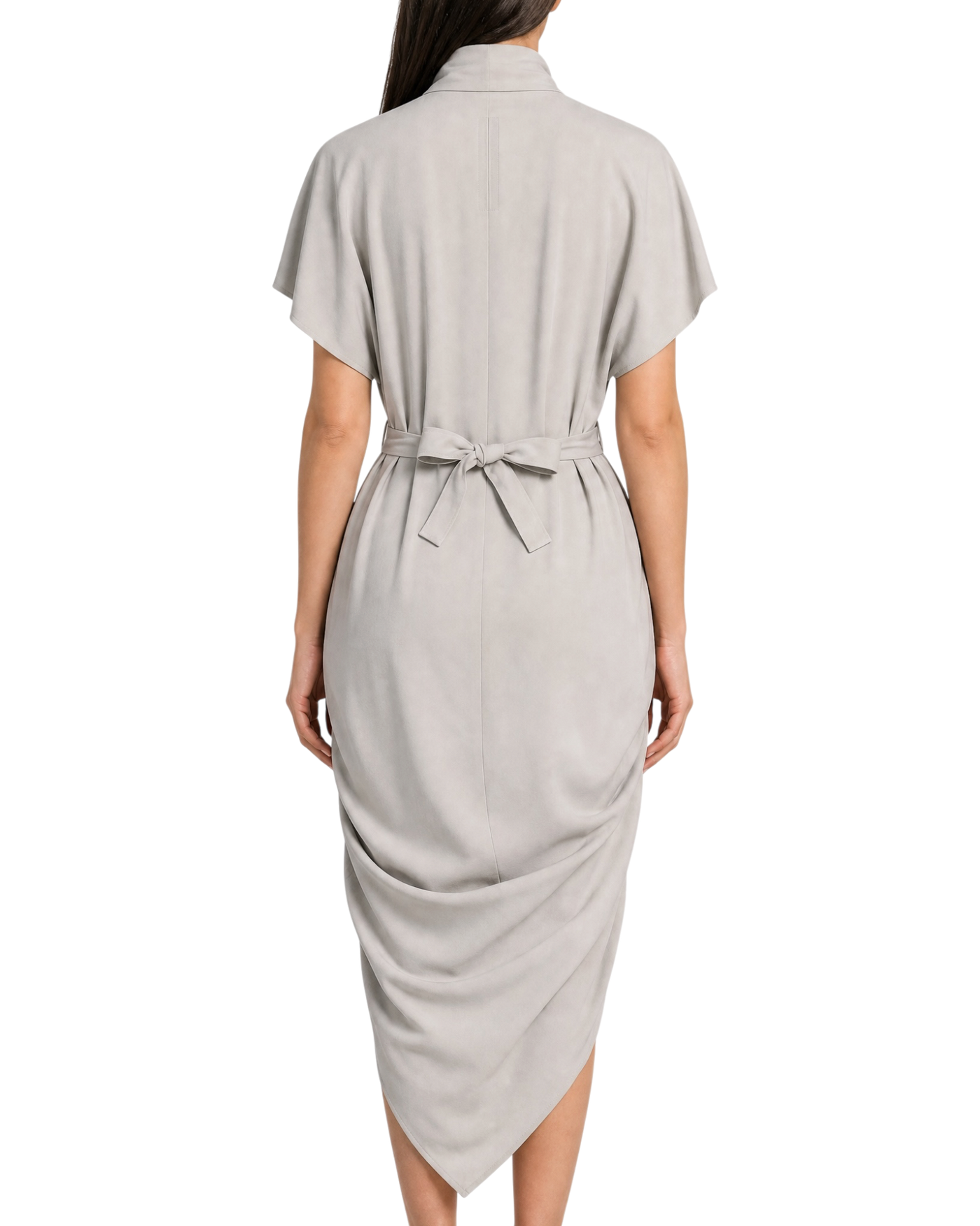 Rick Owens Lido Gathered Wrap-Effect Crepe Midi Dress — Grey, Size IT 40 / US 4