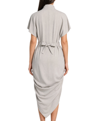 Rick Owens Lido Gathered Wrap-Effect Crepe Midi Dress — Grey, Size IT 40 / US 4