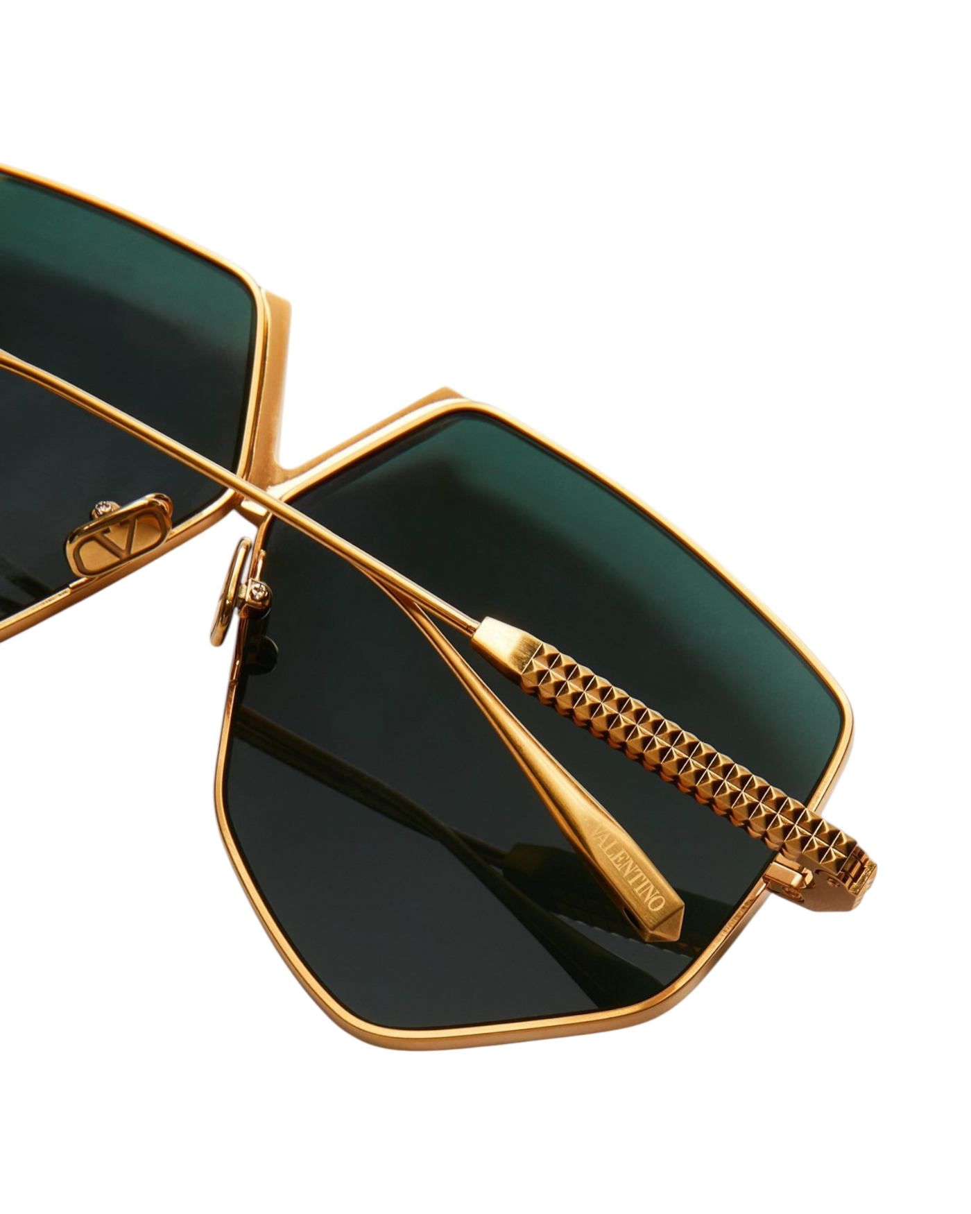 Valentino Garavani V-Hexagon Sunglasses — Gold, VLS115B