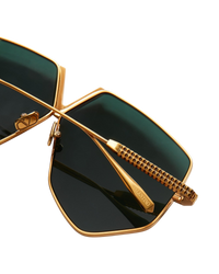 Valentino Garavani V-Hexagon Sunglasses — Gold, VLS115B