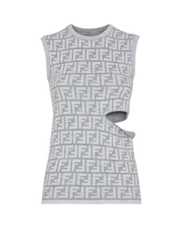 Fendi FF Monogram Reversible Cut-Out Knit Top