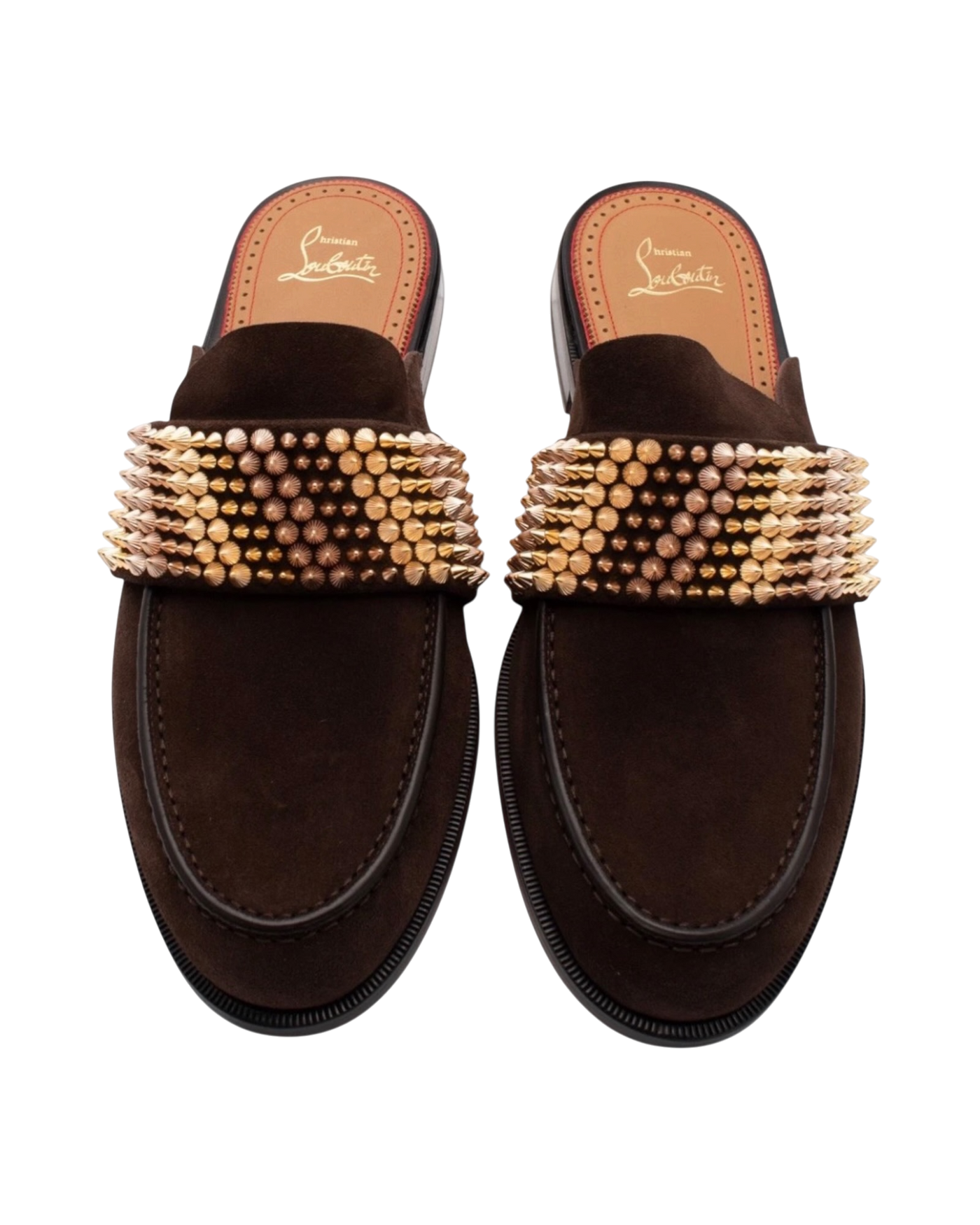 Christian Louboutin Leather Mule Shoes — Brown, Spike Studs, EU 43 / US 10