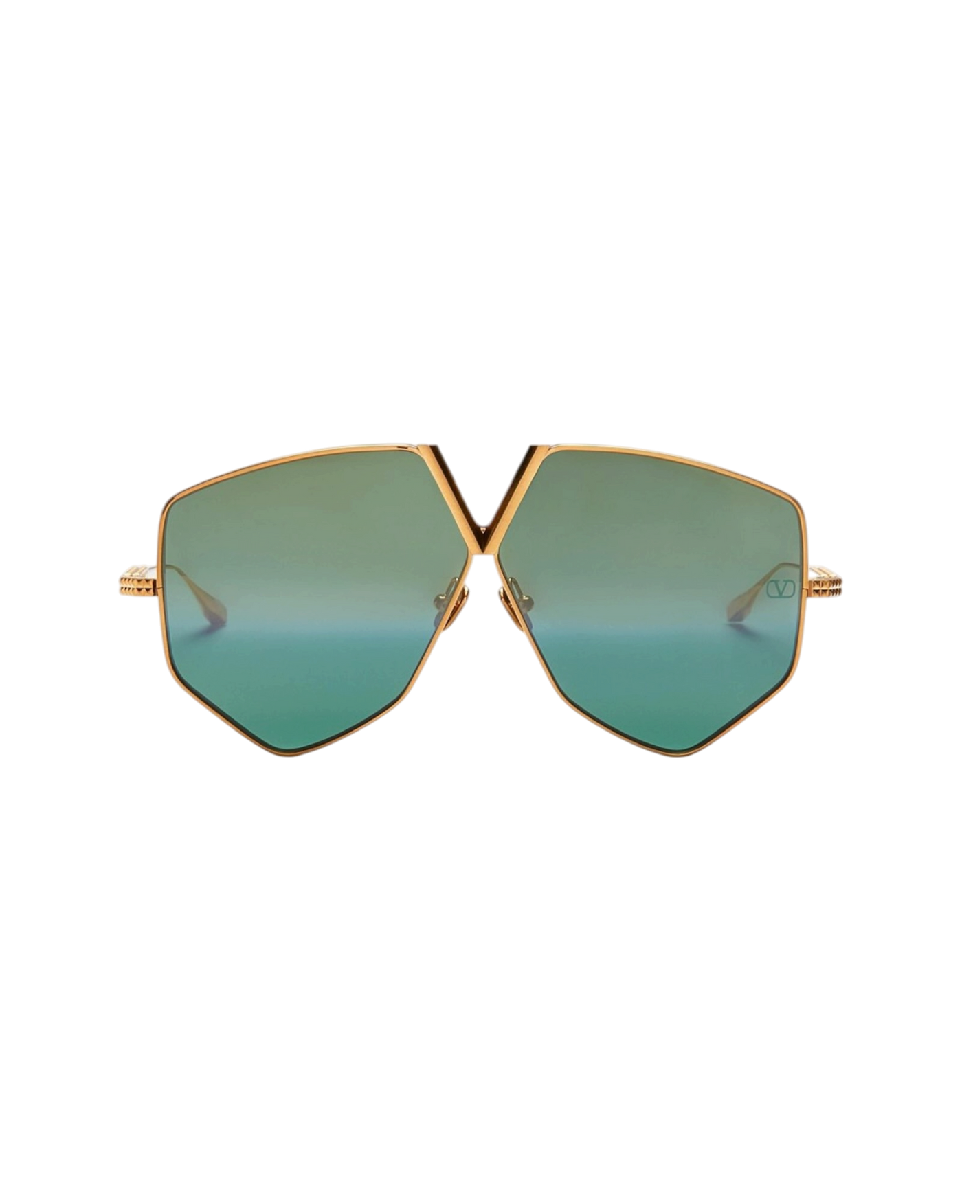 Valentino Garavani V-Hexagon Sunglasses — Gold, VLS115B