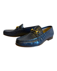 Gucci 1953 Horsebit Crocodile Loafers in Blue