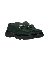 Burberry Creeper Clamp Loafers in Green Nubuck