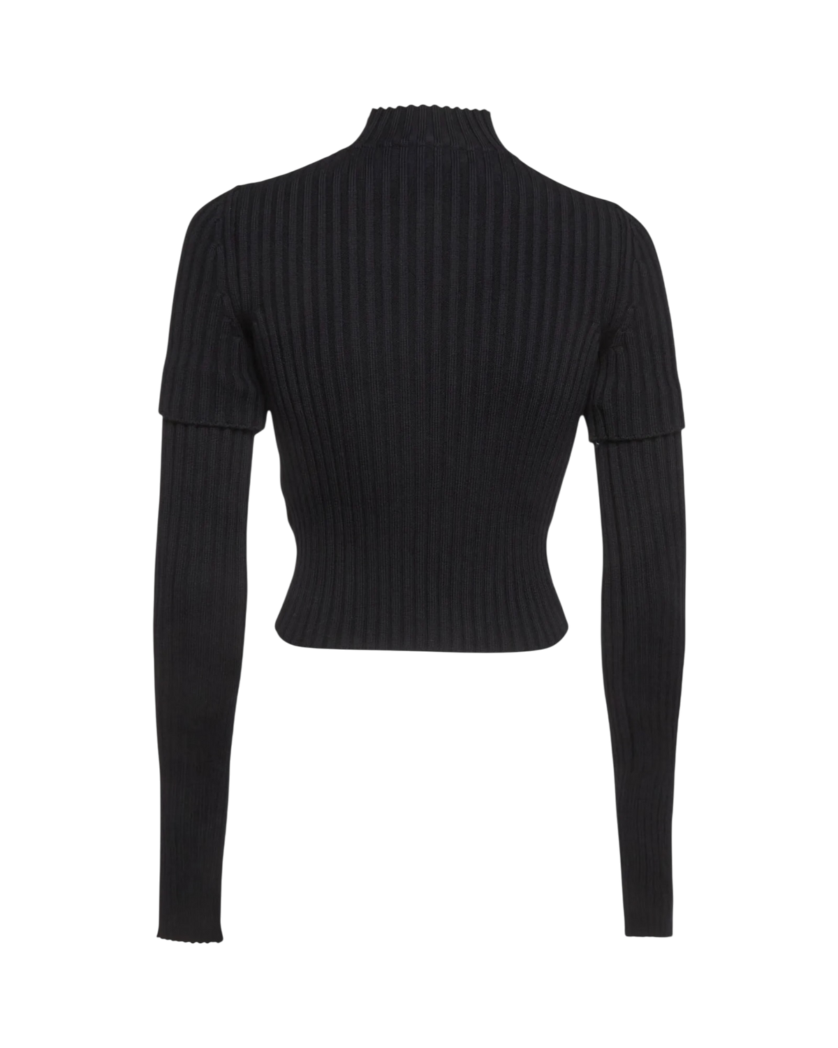 Balenciaga Cut-Up Detachable-Sleeve Ribbed Sweater — Navy, Size M