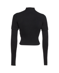 Balenciaga Cut-Up Detachable-Sleeve Ribbed Sweater — Navy, Size M