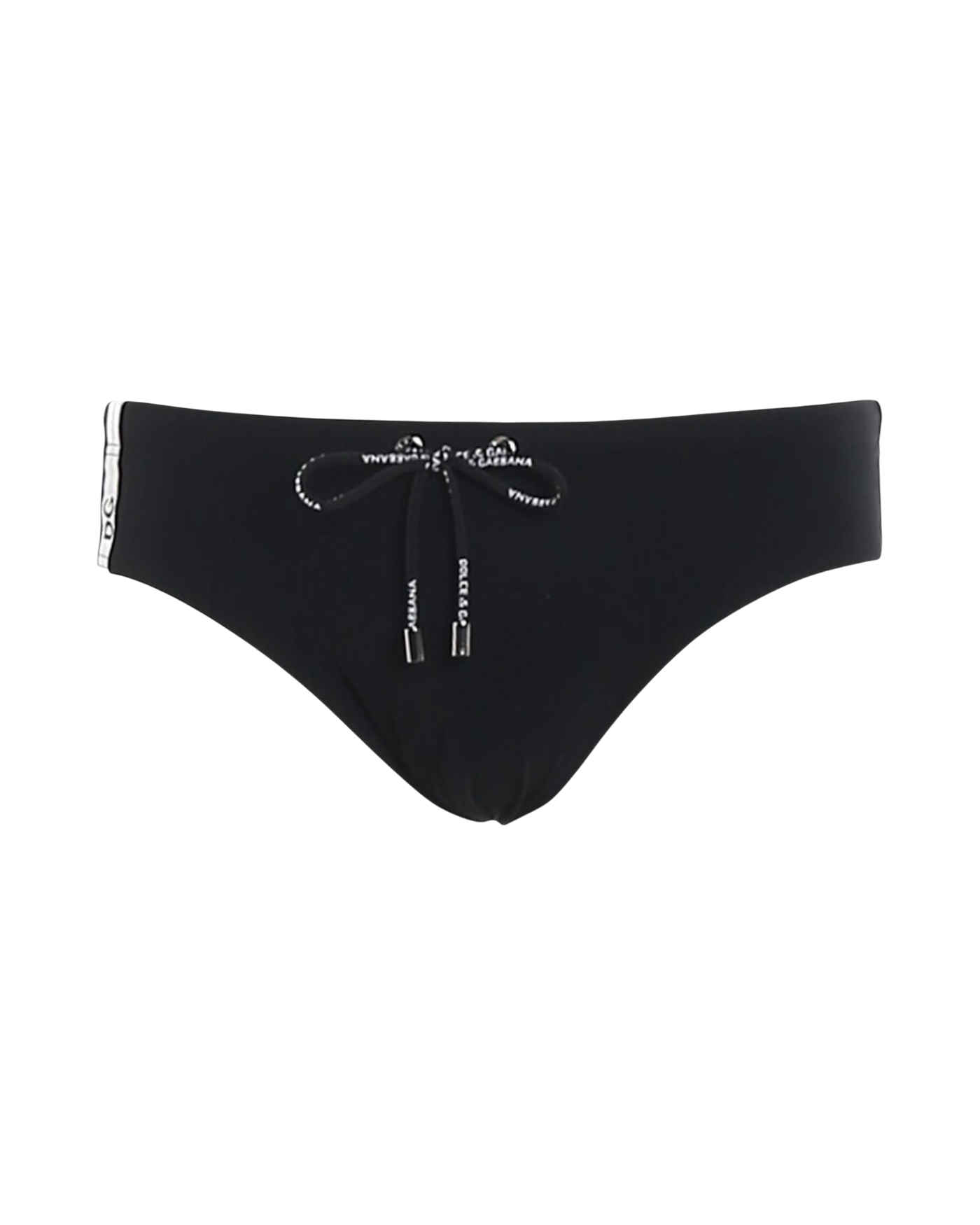 Dolce & Gabbana High-Waisted Swim Briefs — Black/White, Size 6 (L-XL)