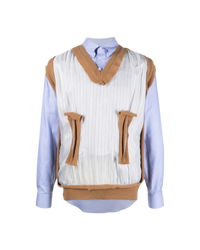 Maison Margiela Blue Spliced Oxford Shirt