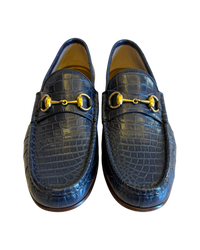 Gucci 1953 Horsebit Crocodile Loafers in Blue