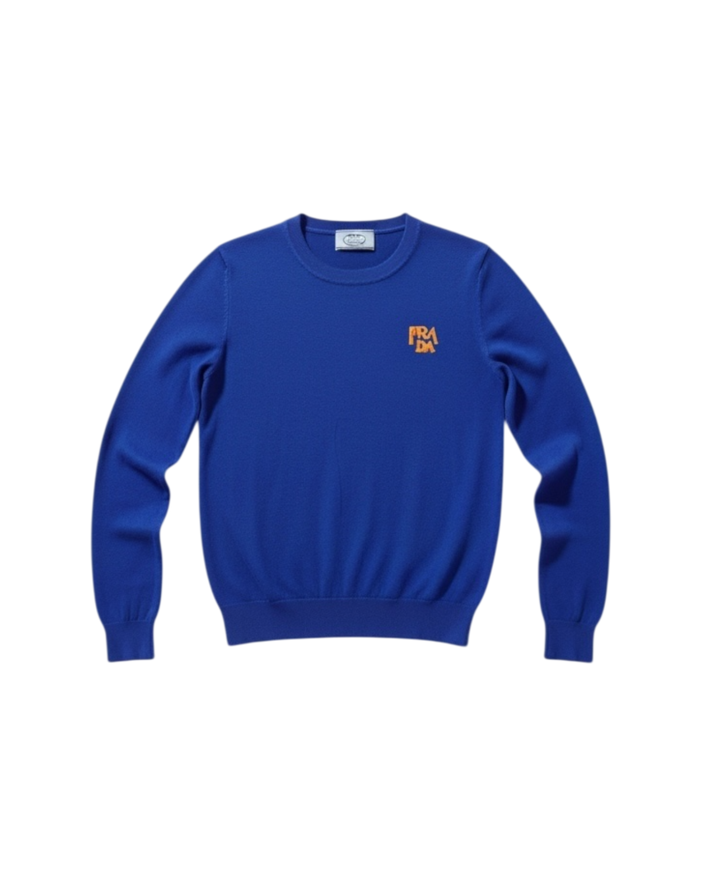 Prada FW2018 Fine-Gauge Knit Crewneck Sweater in Cobalt Blue