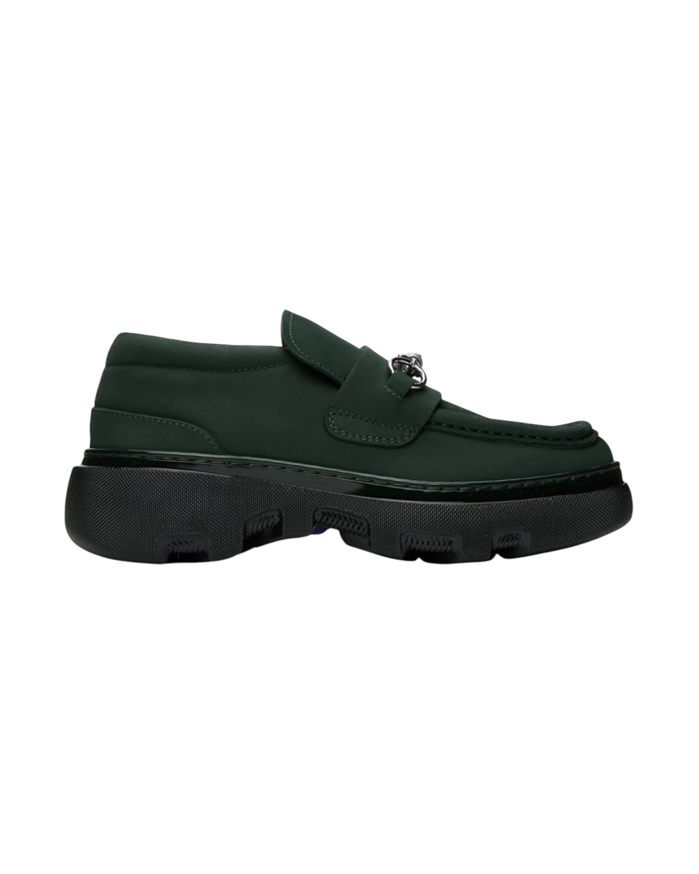 Burberry Creeper Clamp Loafers in Green Nubuck