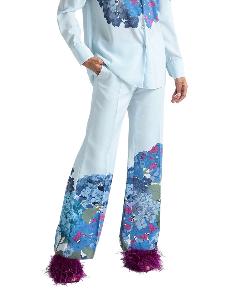 Valentino Garavani Macro Ortensia Printed Silk Flared Pants