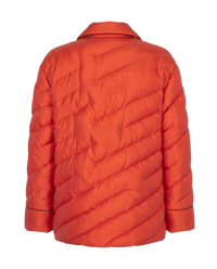 Fendi reversible quilted puffer blouson in bitter orange, back view showing diagonal channels and piped cuffs