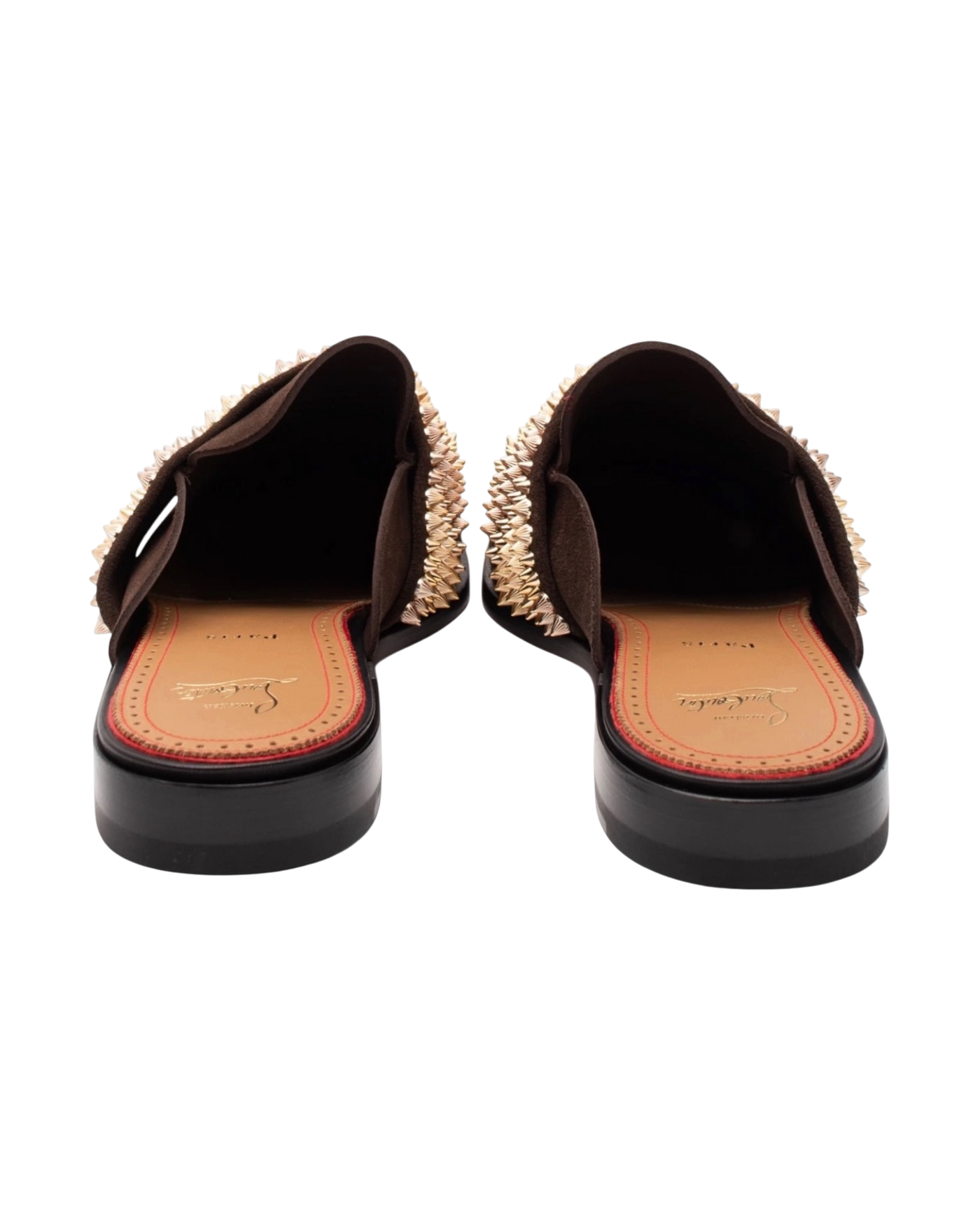 Christian Louboutin Leather Mule Shoes — Brown, Spike Studs, EU 43 / US 10